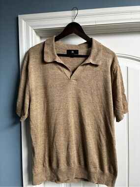 Banana Republic Men's Short Sleeve Polo in Tan Heather